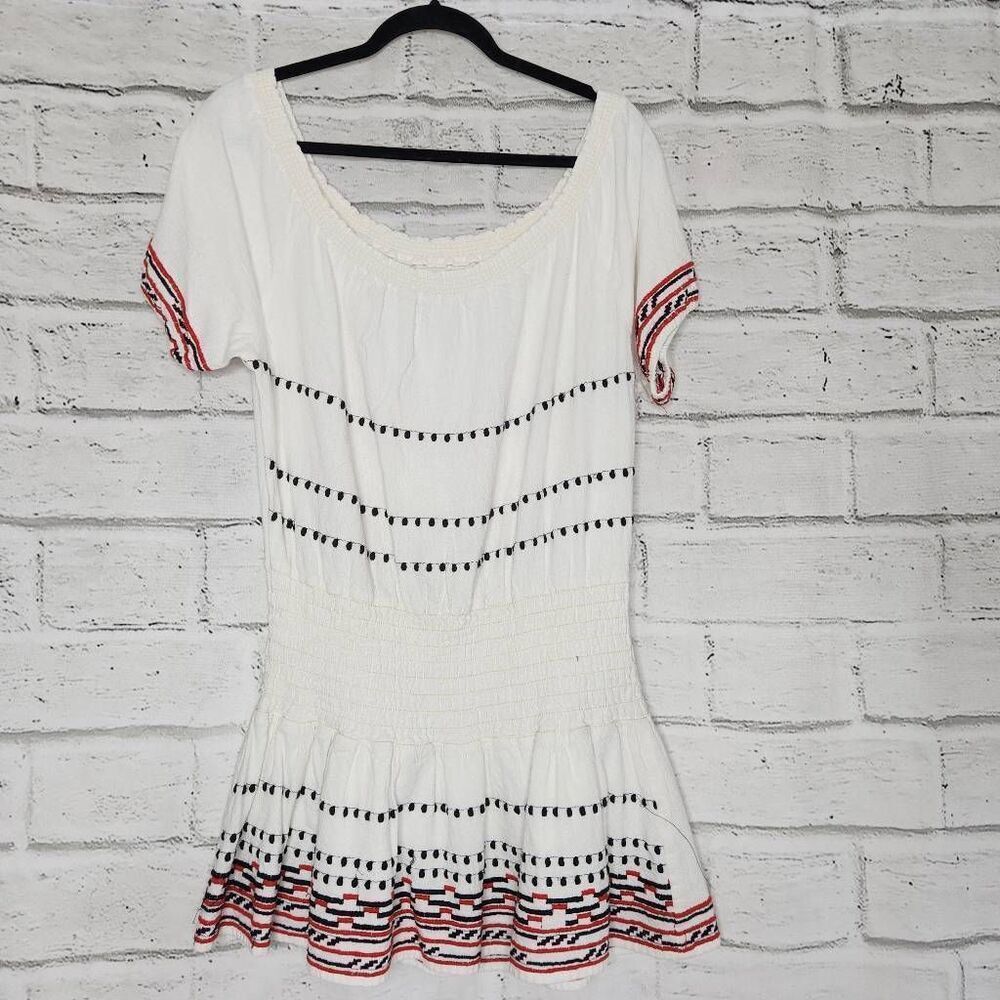 Piper WomensโWhite Knit Butuan Smocked Off The Shoulder Mini Dress Size Small
